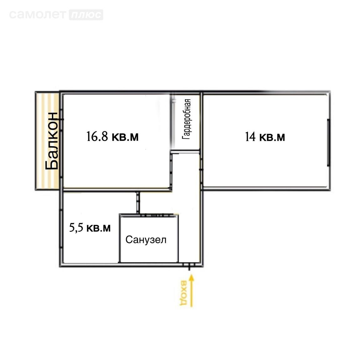 2-комнатная 44.4 м2 в ЖК undefined корпус undefined этаж null