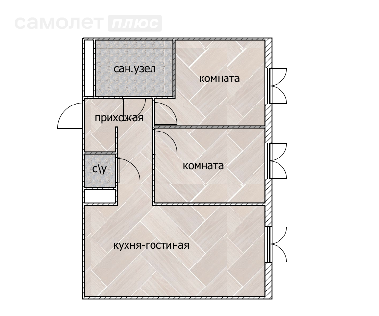 2-комнатная 54.3 м2 в ЖК undefined корпус undefined этаж 3