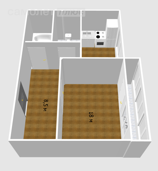 1-комнатная 42 м2 в ЖК undefined корпус undefined этаж 4