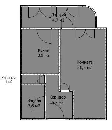 1-комнатная 44.3 м2 в ЖК undefined корпус undefined этаж 3