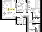 2-к. квартира, 66&nbsp;м²