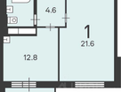 1-к. квартира, 43,1&nbsp;м²