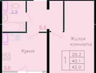 1-к. квартира, 38,4&nbsp;м²