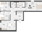 3-к. квартира, 84&nbsp;м²