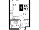 Студия, 22&nbsp;м²