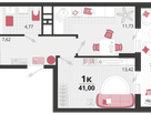 1-к. квартира, 41&nbsp;м²