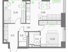 2-к. квартира, 58 м²