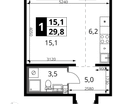 Студия, 29&nbsp;м²