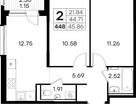2-к. квартира, 45&nbsp;м²