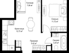 1-к. квартира, 40&nbsp;м²