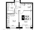 1-к. квартира, 39 м²