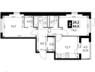 2-к. квартира, 64 м²