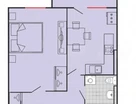1-к. квартира, 42&nbsp;м²