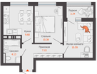 2-к. квартира, 44&nbsp;м²