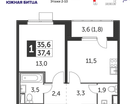 1-к. квартира, 37&nbsp;м²
