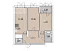 3-к. квартира, 61,5&nbsp;м²
