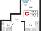 Студия, 28&nbsp;м²