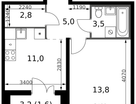 1-к. квартира, 38 м²