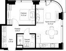 1-к. квартира, 43 м²