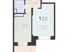 1-к. квартира, 44 м²