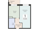 1-к. квартира, 33 м²