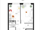 2-к. квартира, 41&nbsp;м²