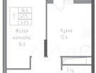 1-к. квартира, 43,5 м²