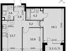 2-к. квартира, 57 м²