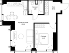1-к. квартира, 46 м²