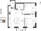 2-к. квартира, 55,3 м²