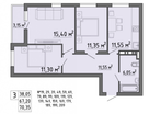 3-к. квартира, 70,3&nbsp;м²
