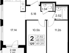 2-к. квартира, 49&nbsp;м²