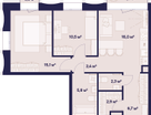 2-к. квартира, 64 м²