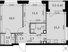 3-к. квартира, 59 м²