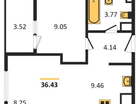 1-к. квартира, 36,4&nbsp;м²