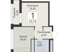 1-к. квартира, 33 м²