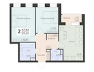 2-к. квартира, 59&nbsp;м²