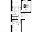 3-к. квартира, 62 м²