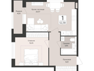 1-к. квартира, 52 м²