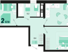 2-к. квартира, 67 м²