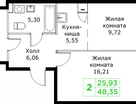 2-к. квартира, 48 м²
