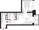 Студия, 36 м²