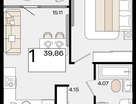 1-к. квартира, 39 м²
