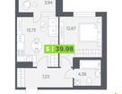 Студия, 39 м²