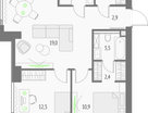 2-к. квартира, 64&nbsp;м²