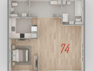 1-к. квартира, 43,7&nbsp;м²
