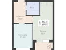 1-к. квартира, 38&nbsp;м²