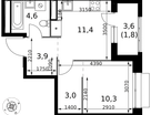 1-к. квартира, 35 м²