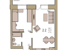 1-к. квартира, 44,4 м²