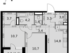 2-к. квартира, 57 м²
